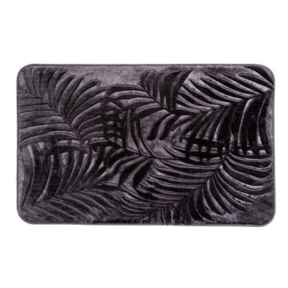 Wenko Kúpeľňová predložka Memory Foam Leaves, sivá, 50 x 80 cm