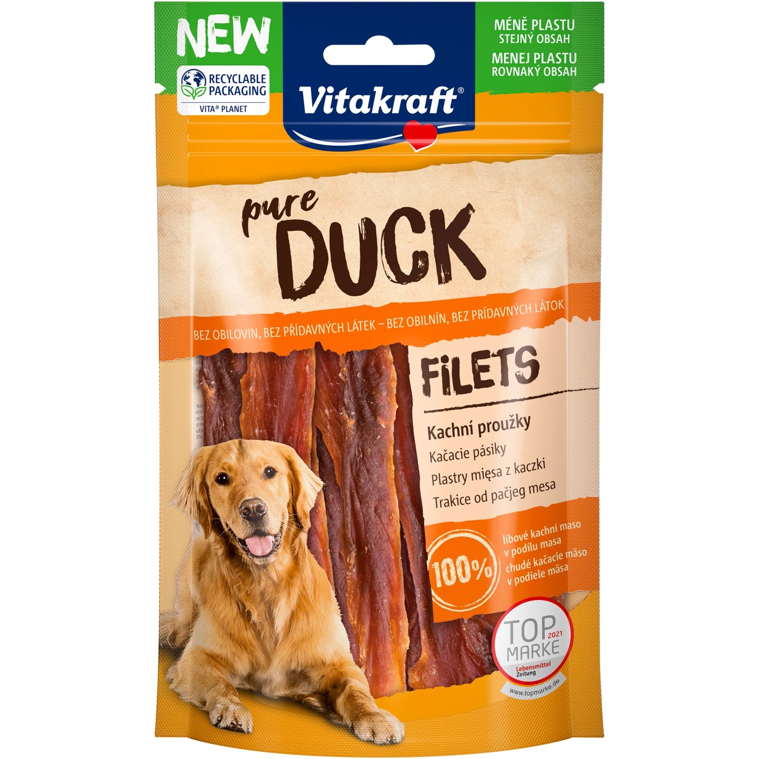 E-shop Vitakraft Žuvacie prúžky pre psov Duck kačacie plátky 80 g