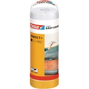 Tesa Easy Cover Perfect+ krycia fólia s lepiacou páskou, rolka na zakrývacie práce pri maľovaní.