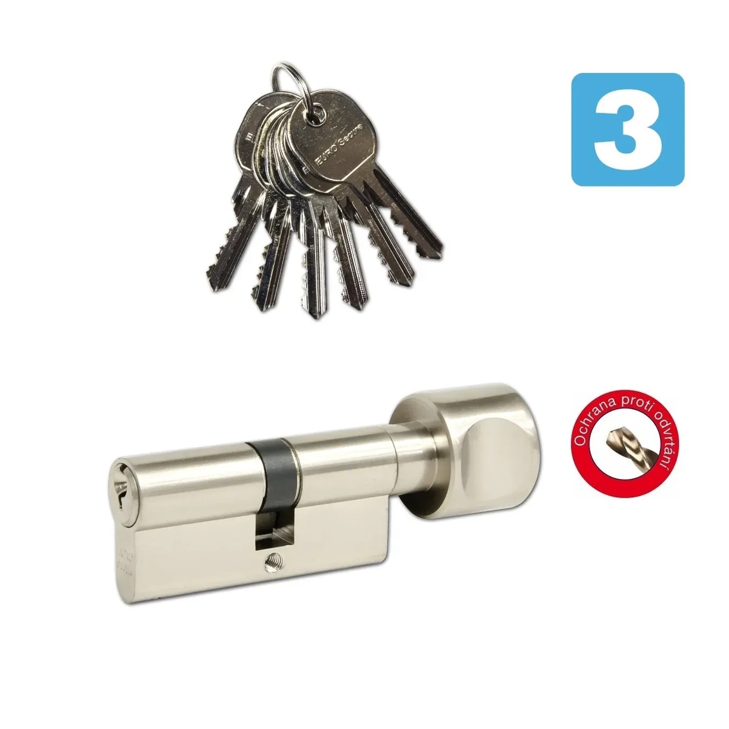 E-shop Richter Czech EURO Secure Bezpečnostná vložka 30/35K, 6 kľúčov, matný nikel