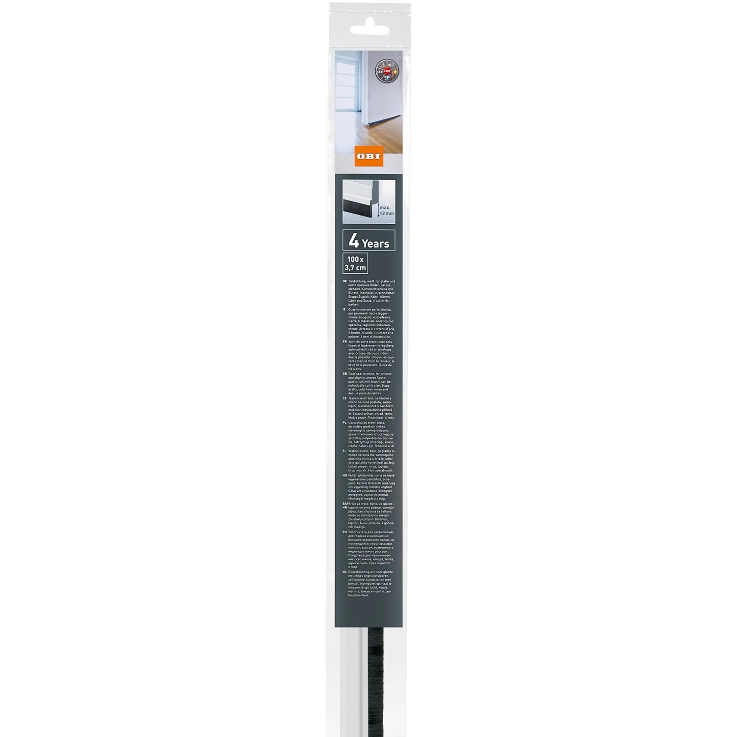 E-shop OBI Samolepiace plastové tesnenie dverí, biela, 100 x 3,7 cm