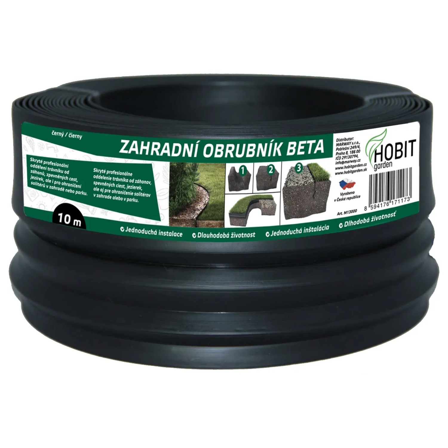 E-shop HOBIT garden Záhradný obrubník BETA čierny 12 cm x 10 m