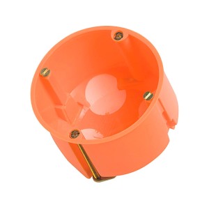 Oranžová krabica do dutých stien 47 mm s membránou pre vypínače a zásuvky.