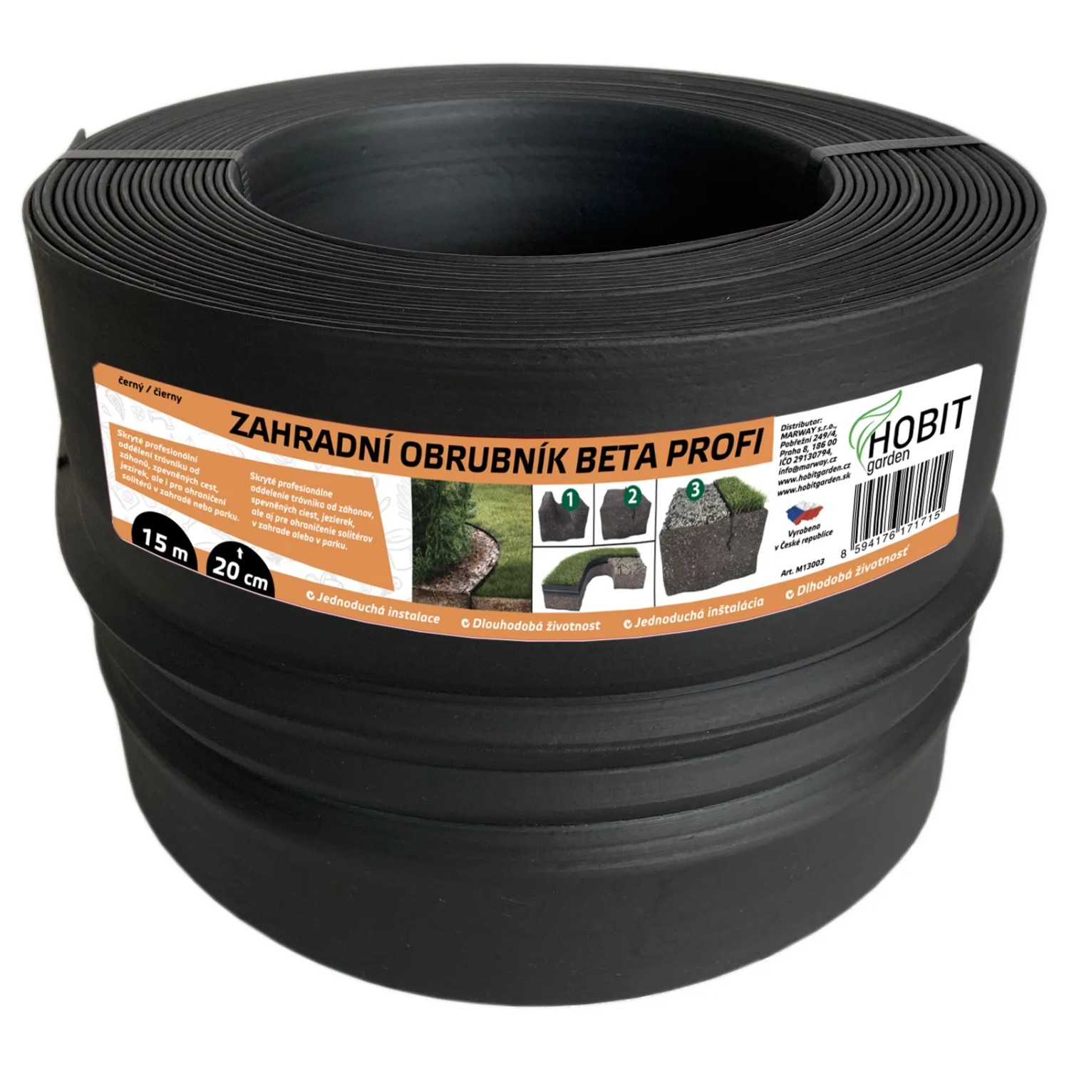 E-shop HOBIT garden Záhradný obrubník BETA PROFI čierny 20 cm x 15 m