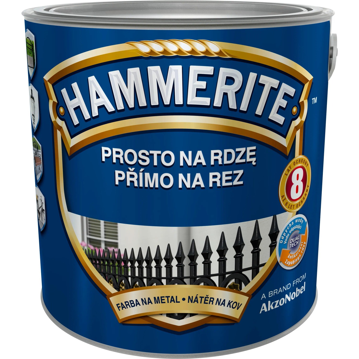 E-shop Hammerite Priamo na hrdzu farba na železné kovy hladká čierna 2,5 l