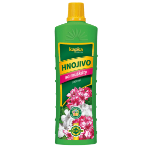 Tekuté hnojivo na muškáty, 1 litrová fľaša.