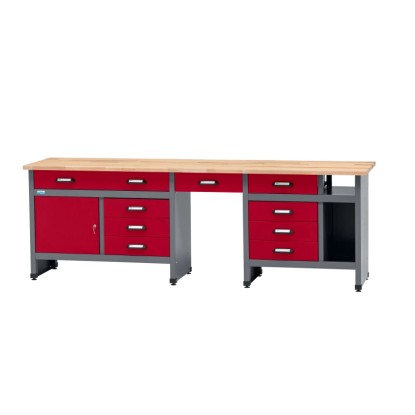 Küpper Dielenský pracovný stôl 12381, 1 dvierka/9 zásuviek 84 x 240 x 60 cm