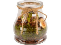 Jarný aranžmán s modricou arménskou modrou v sklenenej nádobe priemer cca 15 cm