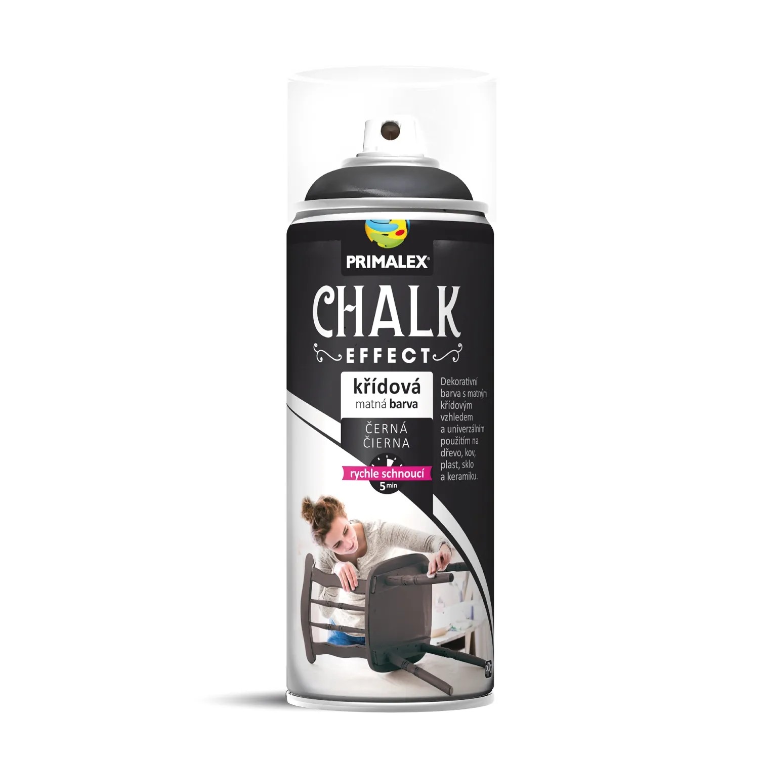 E-shop PRIMALEX Kriedová matná farba v spreji Chalk Effect čierna 400 ml