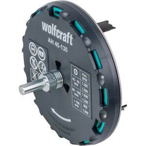 Nastaviteľná dierová píla wolfcraft AH 45-130 pre presné otvory do sadrokartónu a dreva.