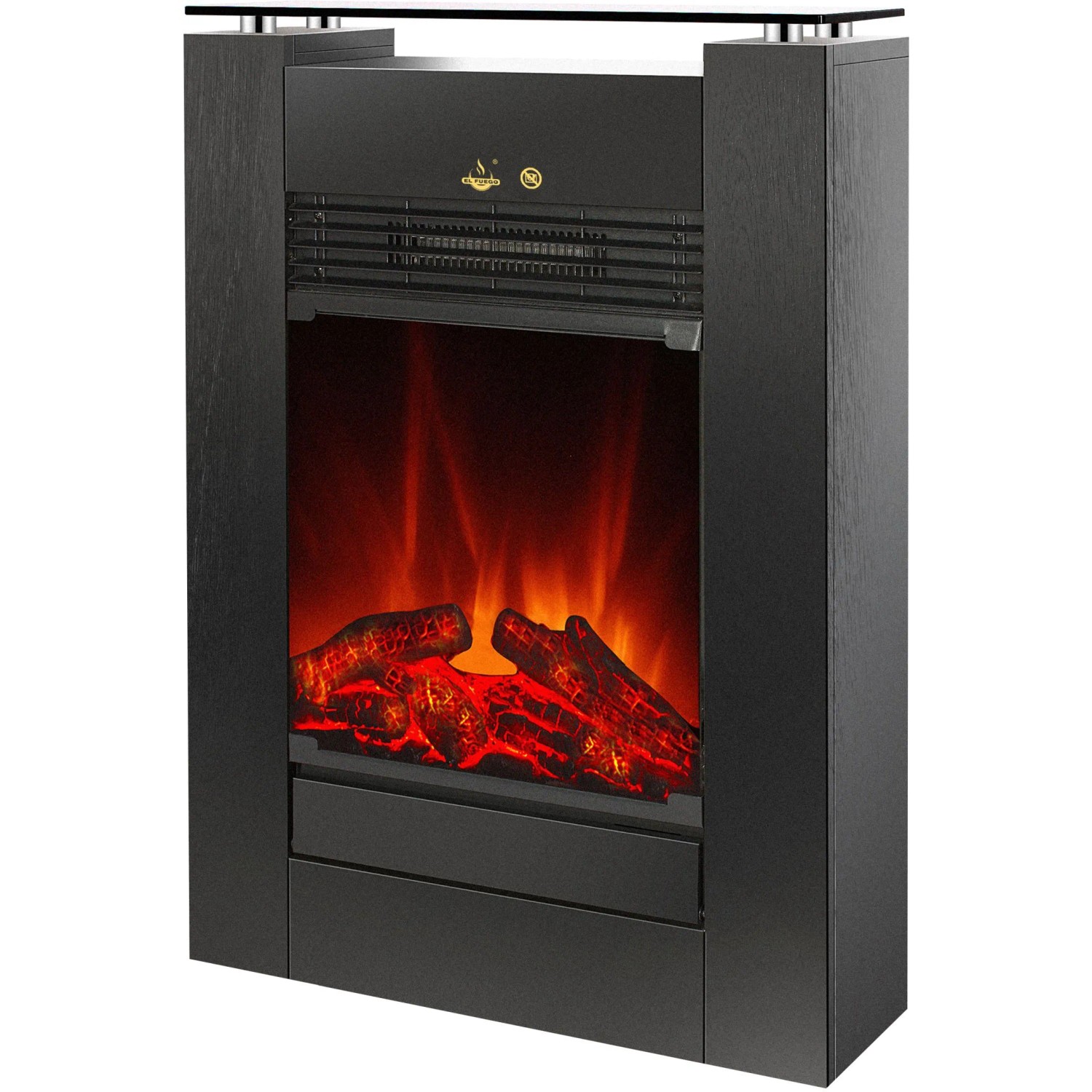 E-shop EL Fuego Elektrický krb Tessin čierny, 900/1 800 W, 58 x 79,5 x 17 cm