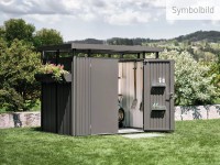 Biohort Plechový domček HighLine H4 stand. dvere, tm.sivá, 275 x 275 x 222 cm