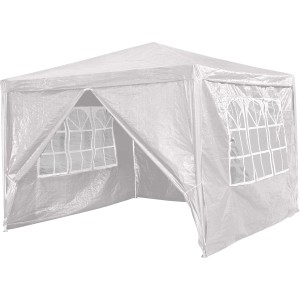 Biely pavilón Tavares 290x290x246 cm s bočnými panelmi a oknami.