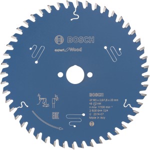 Kotúčová píla Bosch Expert for Wood, 165 mm, modrá, pre presné rezy do dreva.