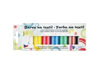 Farby na textil svetlý, súprava perleť, 7 x 15 g + šablóny