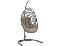 Závesné kreslo Leyburn z polyratanu, sivá/taupe, 208,5 x 110 x 114 cm