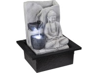 GLOBO LED stolní fontána ALBERT, Buddha, 0,13 W, sivá/černá, 21 x 18,5 x 25,5 cm