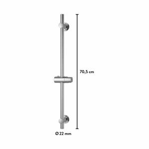Chrómovaná sprchová tyč baliv DST-70.20, 70,5 cm, s držiakom sprchy na montáž na stenu.