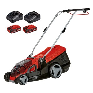 Akumulátorová kosačka Einhell Power X-Change GE-CM 36/350 Li M Kit s batériami a nabíjačkami.