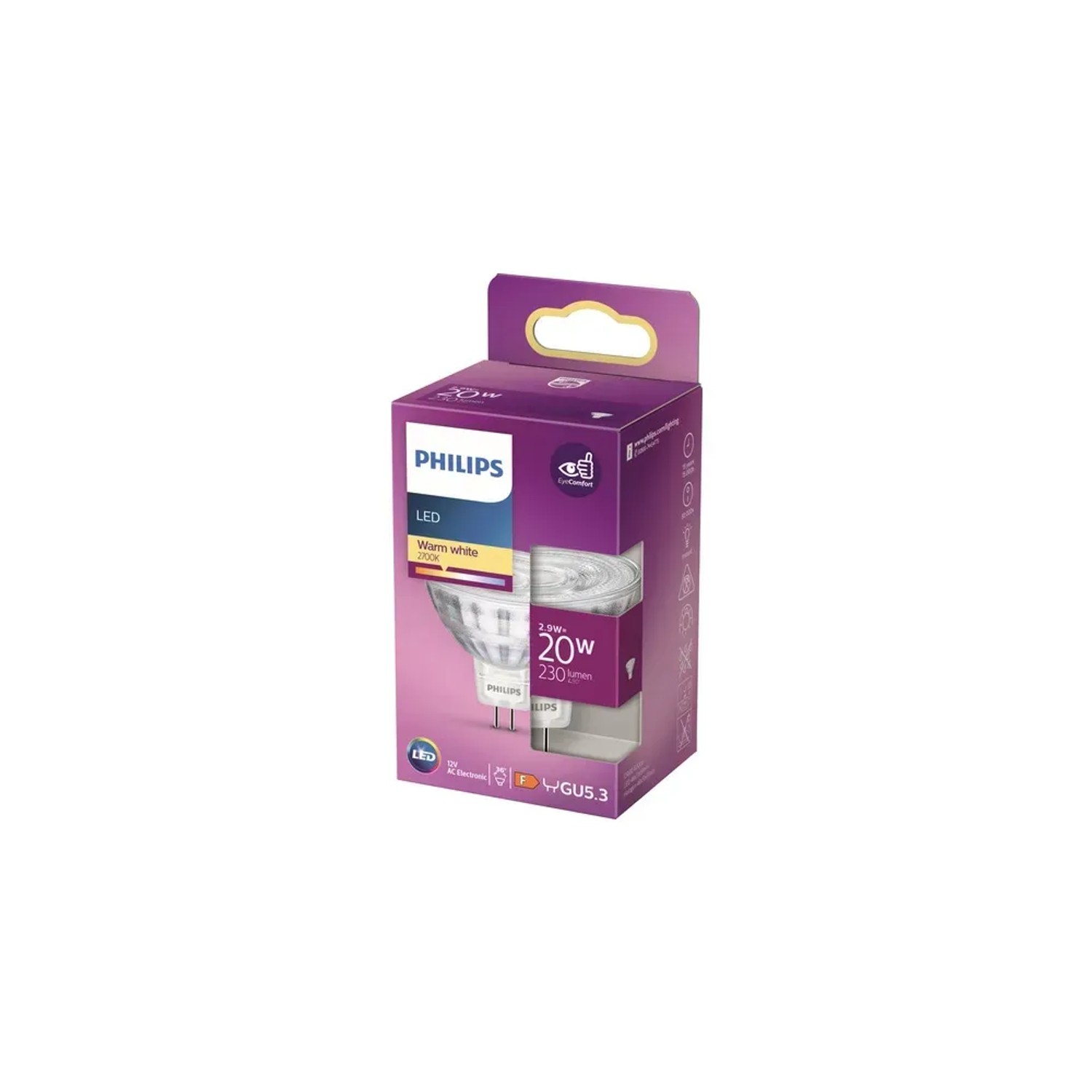 E-shop Philips Classic LED žiarovka GU5.3, 2,9 W, 230 lm, 2700 K