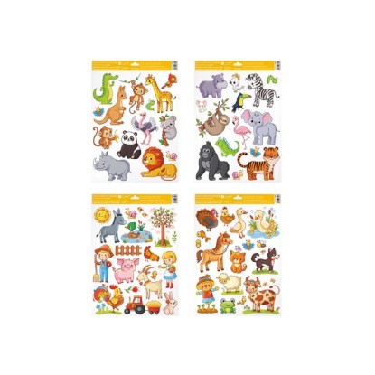 Anjel Přerov Dekoračná okenná fólia zvieratka, mix dekorov, 30 x 42 cm