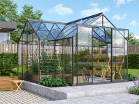 Vitavia Skleník Sirius vr. základne, ESG 3 mm, čierna, 383 x 383 cm