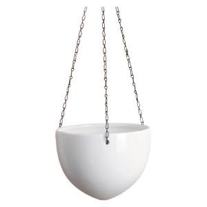 Biely závesný kvetináč Scheurich 845 (Ø 18 cm) z keramiky s reťazou na vnútorné použitie.