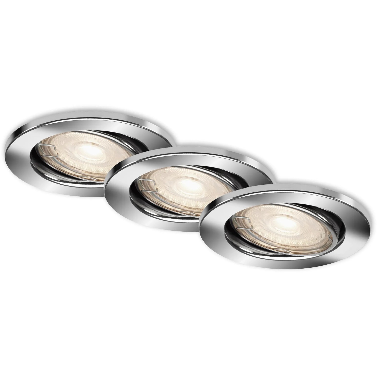 E-shop BRILONER Vstavané LED svietidlo chróm, GU10 5W 460lm 3000K pr. 86 x 70 mm, 3 ks