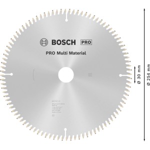 Kotúčová píla Bosch Multi Material, priemer 254 mm, 96 zubov pre presné rezy.