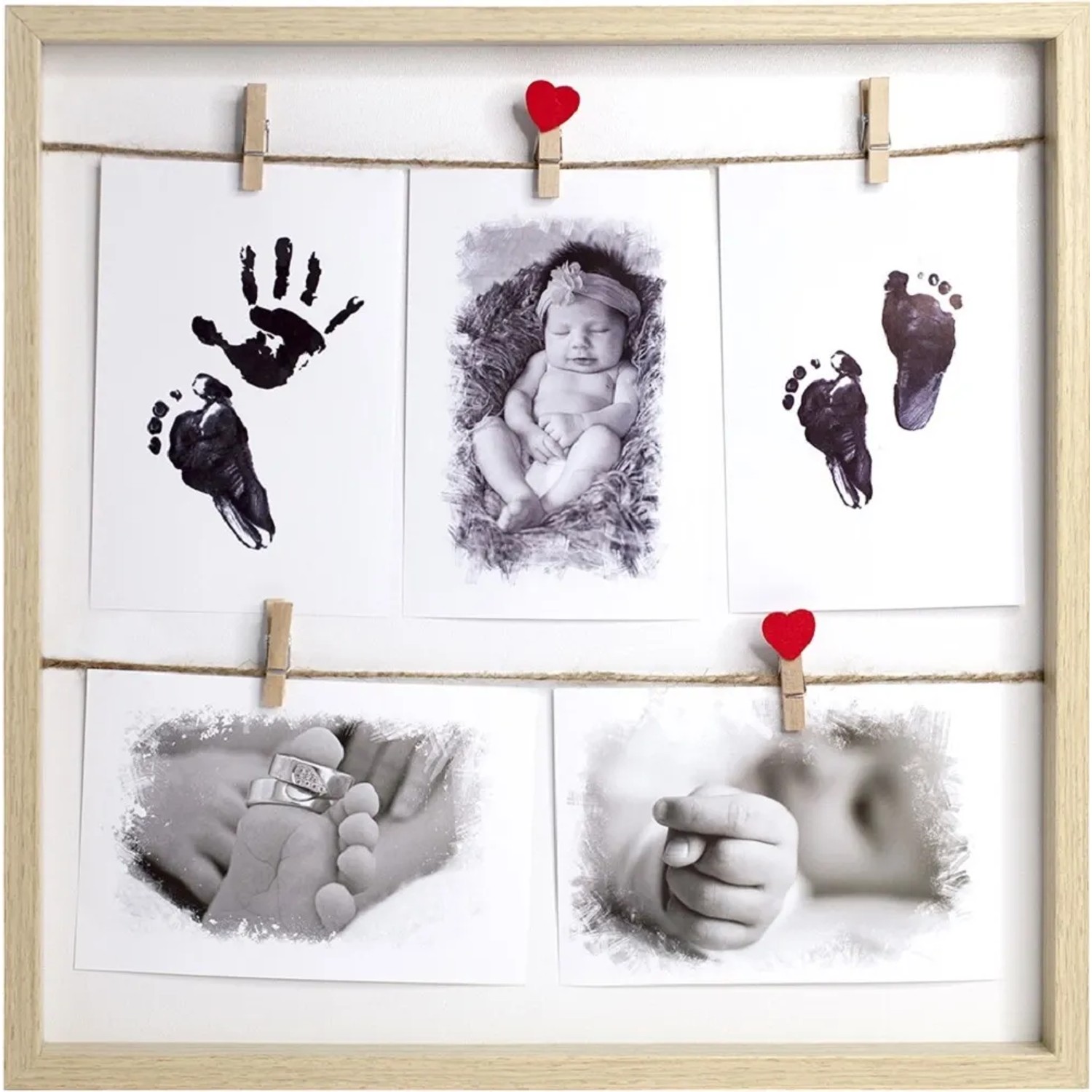 E-shop Bondecor Fotorám 5 plastový, svetlé drevo 34 x 34 cm