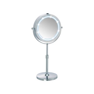 Wenko Lumi LED kozmetické zrkadlo, okrúhle stojacie zrkadlo s LED osvetlením a zväčšením.