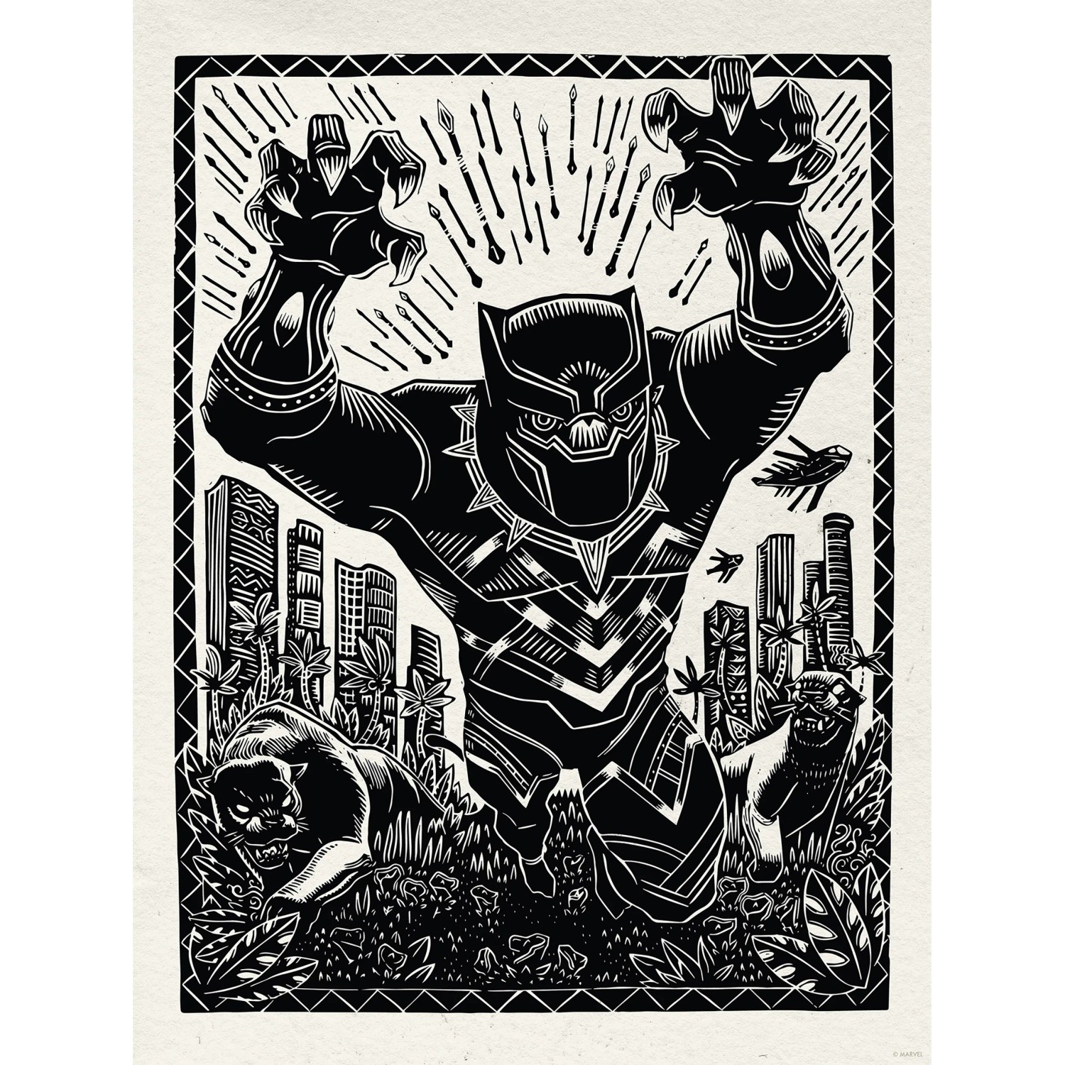 E-shop Komar Plagát Marvel Black Panther Lino-Cut Charge 30 x 40 cm