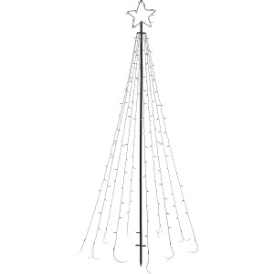 LED stožiar na vlajku s hviezdou, 220 cm, studená/teplá biela, pre vnútorné aj vonkajšie použitie. Vianočná dekorácia.