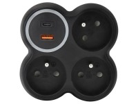 Solight Rozbočka 3 zásuvky, 15A, USB A+C, rýchlonabíjačka 20W PD, matná čierna Solight Rozbočka 3 zásuvky, 15A, USB A+C, rýchlonabíjačka 20W PD, matná čierna