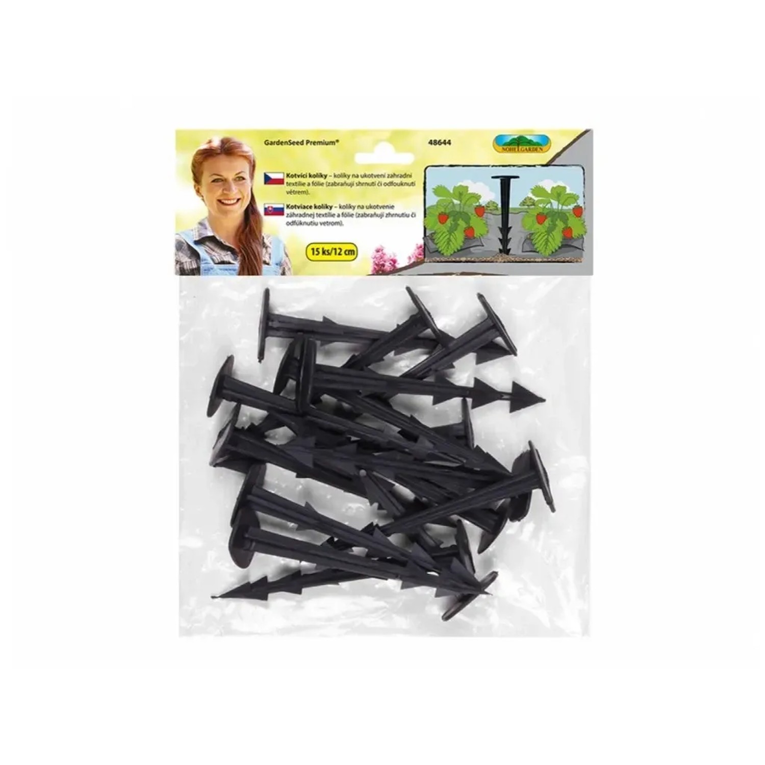 E-shop NOHEL GARDEN Kolík kotviaci plastový čierny 12 cm, 15 ks