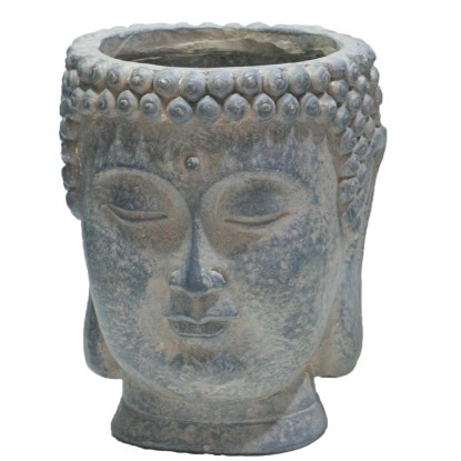 Keramický kvetináč hlava Budhu sivá 23 cm