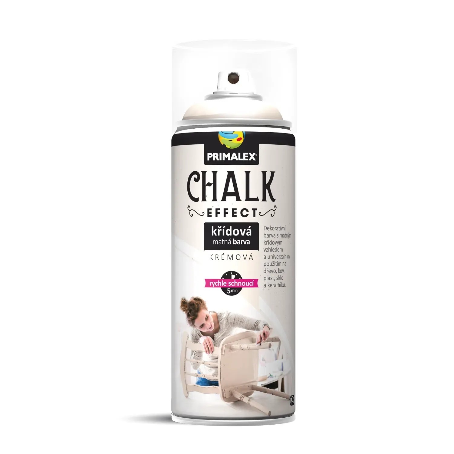 E-shop PRIMALEX Kriedová matná farba v spreji Chalk Effect krémová 400 ml