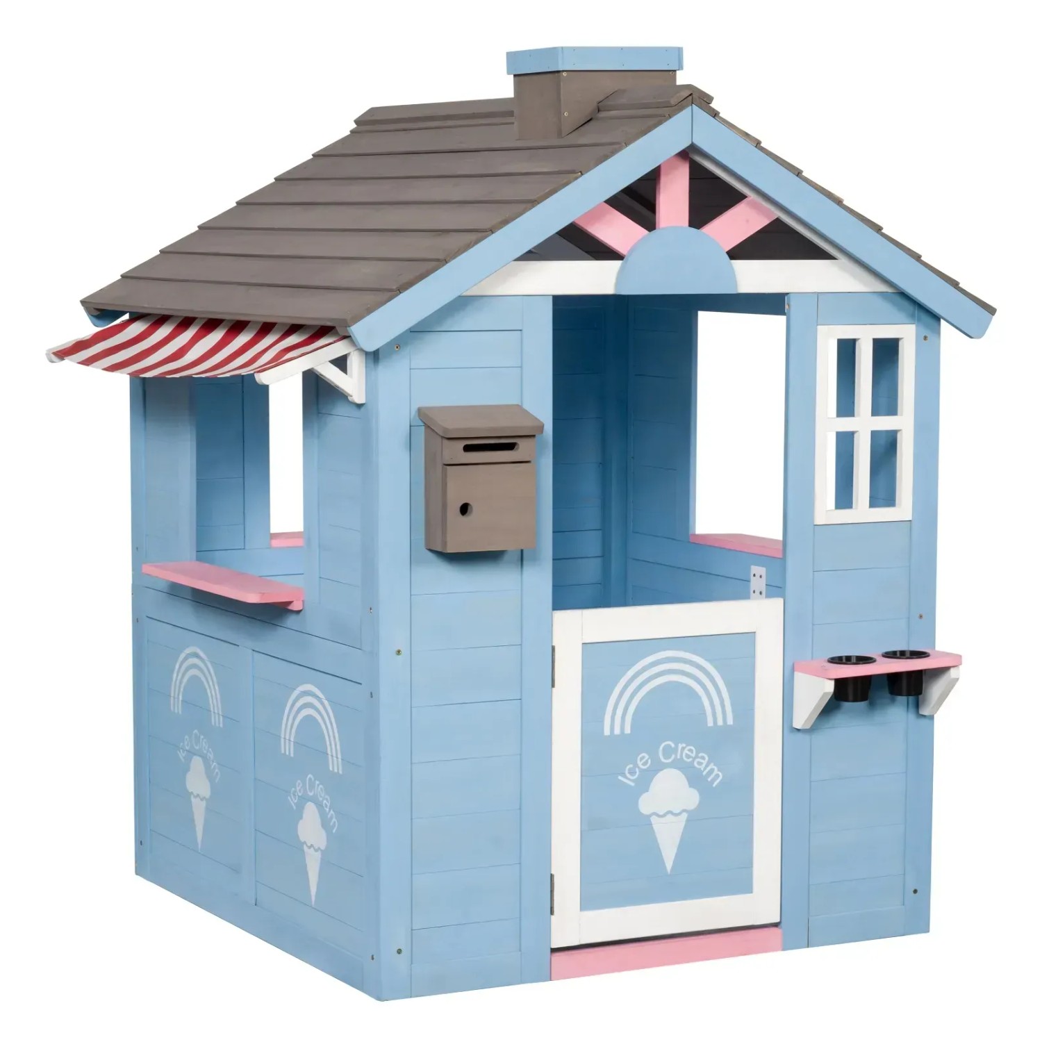 E-shop Swing King Detský domček na hranie Icecream, ružová/modrá, 136 x 120 x 108 cm