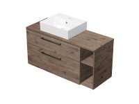 INTEDOOR Skriňa+umývadlo BEE, úchyt čierny, š.120cm regál vpravo, dub Wellington INTEDOOR Skriňa+umývadlo BEE, úchyt čierny, š.120cm regál vpravo, dub Wellington