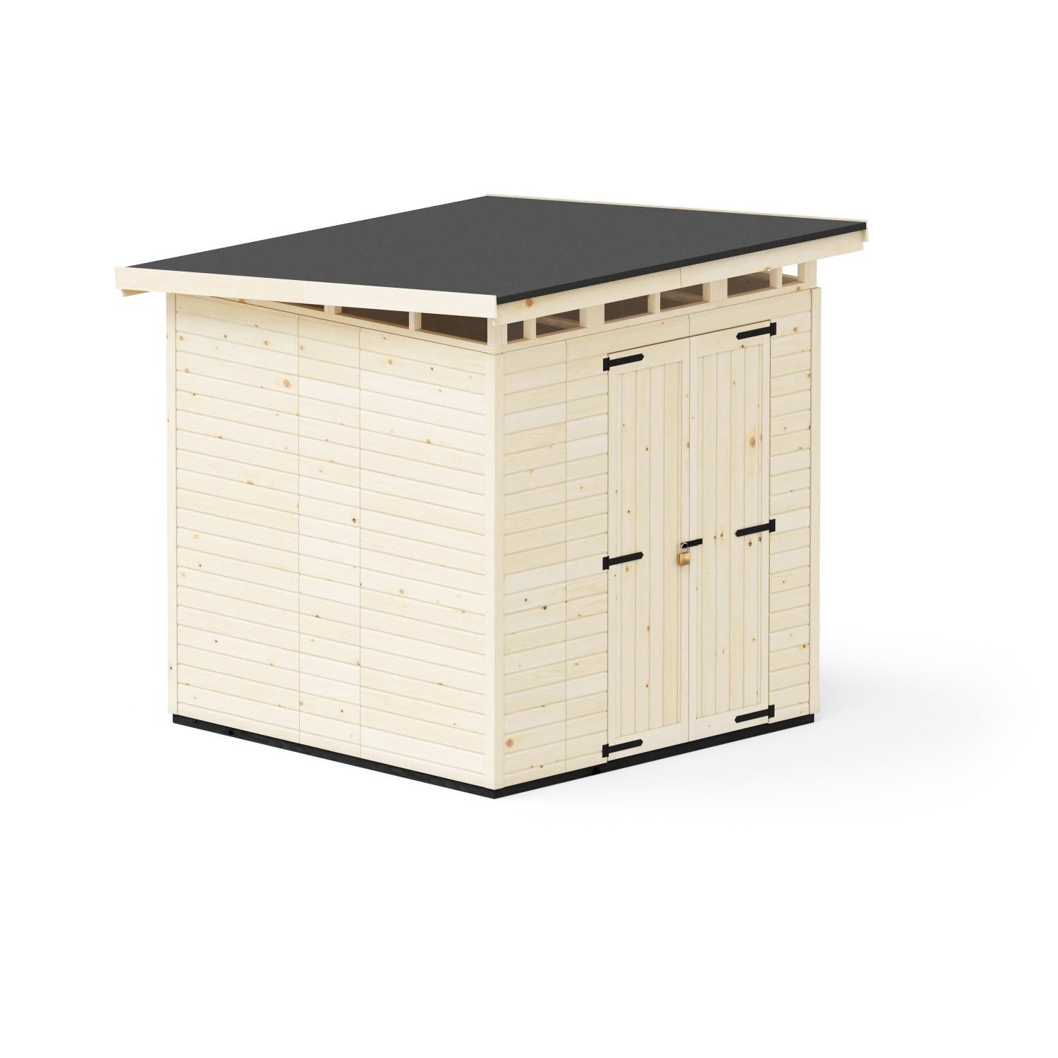 E-shop Upyard Drevený domček na náradie Strongbox XL vr. základov prírodný 203 x 203 cm