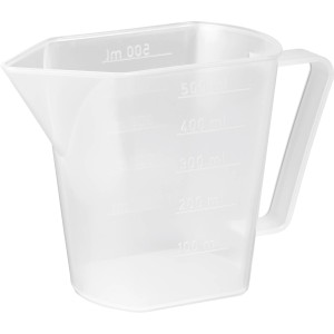 Priehľadná LUX odmerka 500 ml so stupnicou pre mazivá a iné kvapaliny.