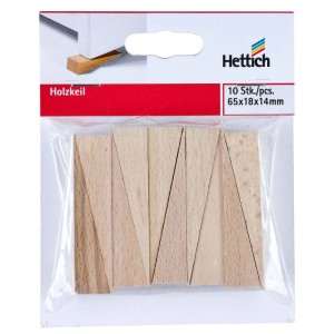 Hettich drevené kliny, 10 kusov, 65x18x14mm, na vyrovnanie nábytku.