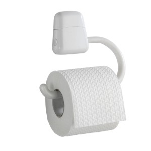 Wenko Pure držiak toaletného papiera, biely plast, otvorený dizajn bez veka.