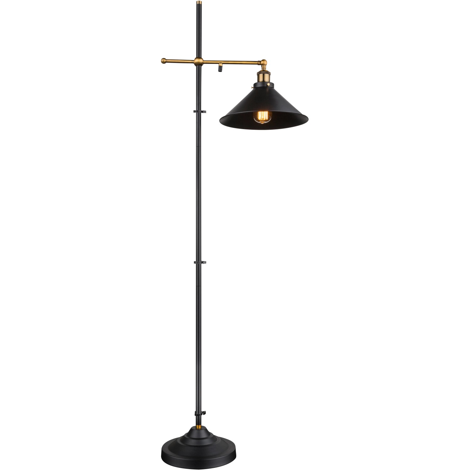 E-shop GLOBO Stojaca lampa LENIUS, E27, čierna-staromosadzná, 50 x 30 x 155 cm
