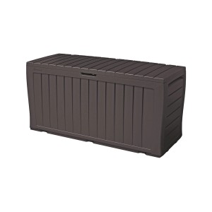 Hnedý univerzálny box s ryhovaným povrchom pre záhradu alebo terasu.