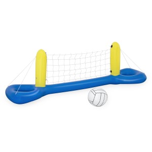 Bestway Plávajúci volejbalový set, modro-žltý so sieťou a loptou pre vodné hry.