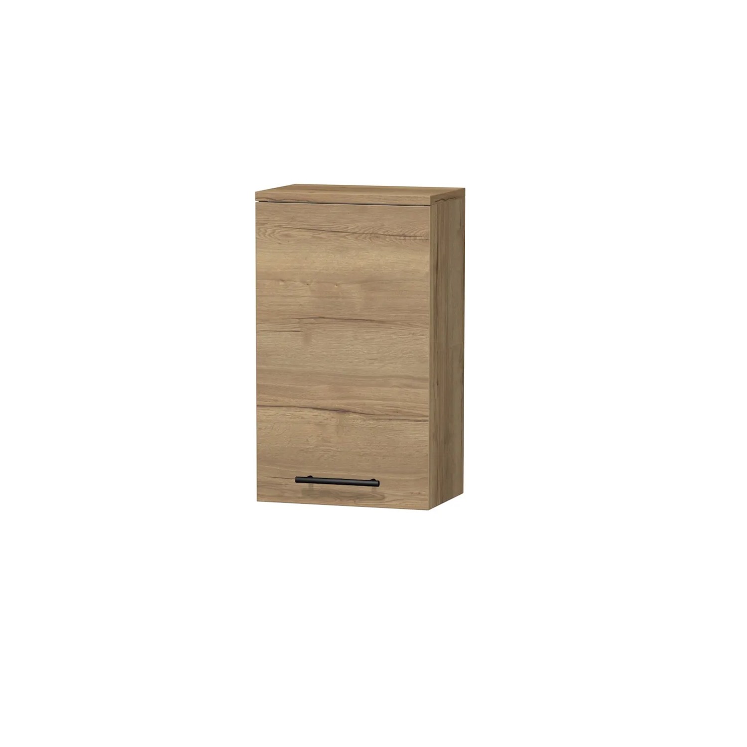 E-shop INTEDOOR Horná závesná skriňa BEE ľavá, úchyt čierny, š. 35 cm, dub Halifax