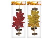 Jesenná závesná dekorácia girlanda drevo a javorový list rôzne druhy 95 cm, 1 ks