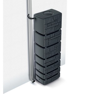 Antracitová nádrž na dažďovú vodu Waterform Tower Stone, objem 350 l, vzhľad kameňa.
