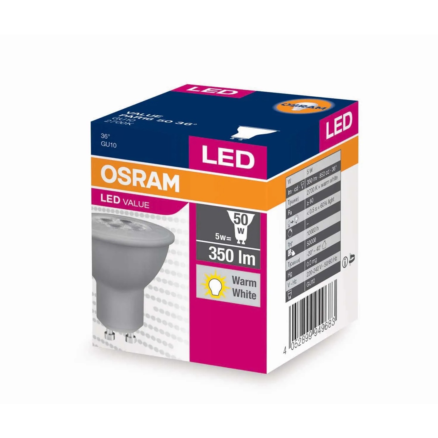 E-shop LED žiarovka VALUE PAR16 50, teplá biela